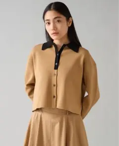 【半額】TIARA バイカラーポロニットカーディガン