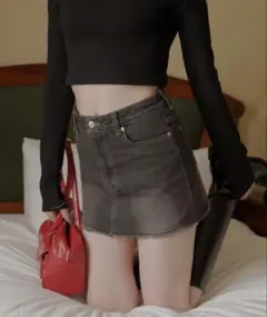 ダメージ加工デニムミニスカート