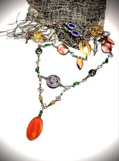 121handmadeターコイズ　ボヘミアンスタイル ネックレス マルチカラー