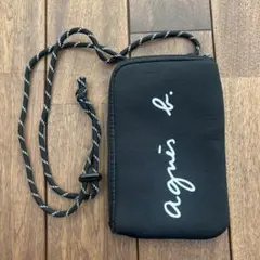 【アニエス・ベー】BLACK肩掛けマルチケース ショルダーポーチ