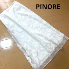 PINORE シアー シースルー チュール ロングスカート ペイズリー　白のサムネイル