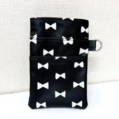 【人気】ラミネート生地☆ナースポケット☆オーガナイザー☆リボン♪黒色