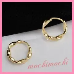 No.3(G)【新品】ツイストフープピアス　レディース　シルバー925　金