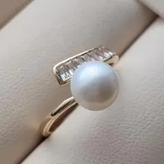パールリング　指輪　淡水真珠　ジルコニア　冠婚葬祭　デイリー　フリー　新品