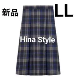 新品　Hina Styleチェック柄 フレアスカート　LL　ネイビー　しまむら