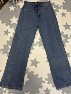 デニムパンツ フレアストレートデニム スリットデニム