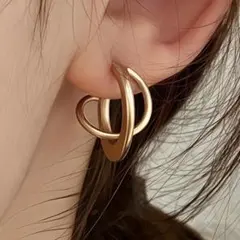 S925 ゴールド ツイストデザイン フープピアス レディース ラウンド　…