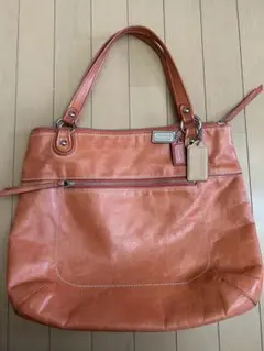 コーチcoachレザートートバッグ　オレンジ色