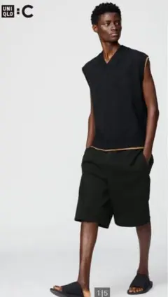 新品未使用 ユニクロC スウェットワイドショーツ ブラックM