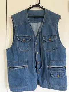 デニムベスト 青 4ポケット