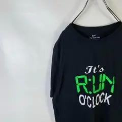 D523 ナイキ　ビッグプリント　肩ロゴ　M 黒　ブラック　半袖　Tシャツ