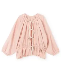 新作petit main LIEN シャーリングブラウス ピンク