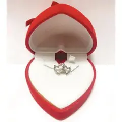 【美品】Dancing Stone/Wオープンハート シルバーネックレス