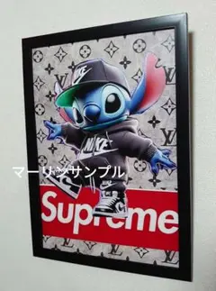 Supreme スティッチ ポスターフレーム付き壁掛けパロディアート