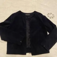 INDIVI ノーカラージャケット 38 ネイビー