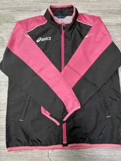 asics トレーニングジャケット 黒/ピンク