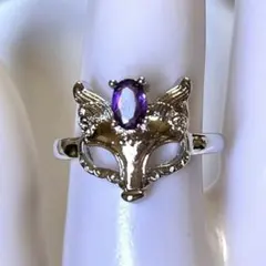（A176)華麗なアメジスト◆狐ちゃん◆天然石◆リング◆指輪◆1点のみ