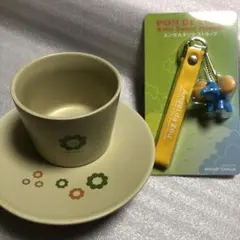 ミスタードーナツ　ポンデライオン　カップとお皿セット　＆　ストラップ