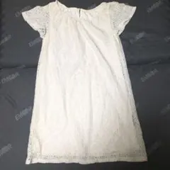 美品❢【ホワイトレース 半袖 ミニワンピース 裏地付き】EARTH.試着のみ❢