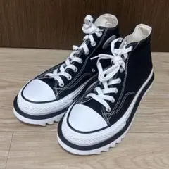 韓国コンバース　ハイカット 厚底　スニーカー　黒のサムネイル