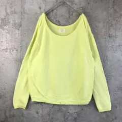 Y3240古着　トレーナー　スウェット　黄緑　無地　90s Y2K