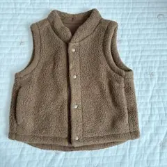 ユニクロ ブラウン ボア リバーシブル ベビーベスト 80 90