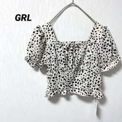 【新品】グレイル　ドット柄　パフスリーブ　ショート　ブラウス　アイボリー M