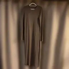 ZARA 長袖リブニットロング 원피스 Sサイズ ブラウン