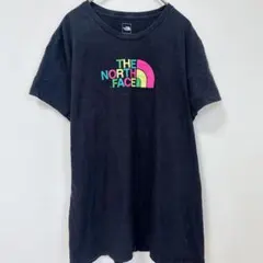 【映えるマルチカラー】ノースフェイス カラフル ロゴ Tシャツ ブラック XL