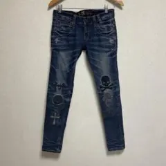 レッドペッパー　デニム　十字架 ローライズ　ロゴ刺繍 スカル　ドクロ　平成