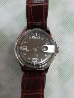 D&G TIME 腕時計 クォーツ ネイビーレザーベルト - メルカリ
