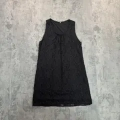 ブラック ノースリーブ チュニック y2k 黒　森ガール　フェアリーグランジ