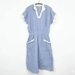 希少✨ Ebel昭和レトロ 半袖ストライプ柄ワンピース 【L】体型カバー