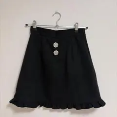 evelyn 台形スカート 黒 ビジュー付き