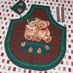 USAヴィンテージ　ホリデーハグ クリスマスエプロン テディベア製作用生地