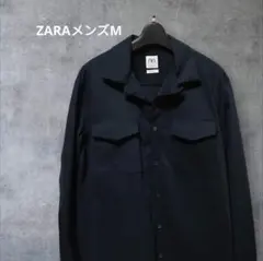 【美品】ZARA ネイビー Mサイズ 長袖シャツ
