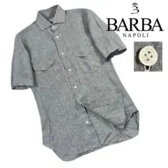 極美品 BARBA Napori 半袖リネンシャツ サイズ38/15(M相当)のサムネイル