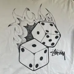 762【良品 L】ステューシー 両面 ストックロゴ ファイアーダイス