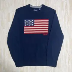 極美品　CHAPS チャップス 星条旗 コットンニット セーター 紺 L