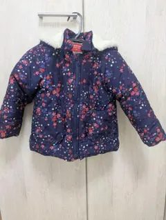 Moujonjon花柄ネイビー中綿コート100サイズ