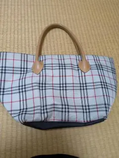 チェック柄トートバッグ 舟形