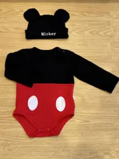 80cm　ミッキーマウス ロンパースと帽子セット