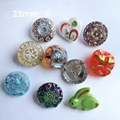 チェコガラスボタン 32mm ブルーレース フラットタイプ 5個セット 