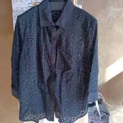 ブラック レースシャツ 長袖