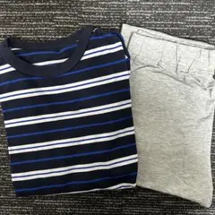 ユニクロ ウルトラストレッチロングスリーブセット ボーダー　ネイビー　グレー