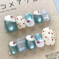 レトロ喫茶クリームソーダ（スカイブルー）［ネイルチップ］メロンソーダ　春夏