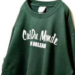 チャンピオン カフェデュモンドニューオーリンズ スウェットグリーン緑L古着