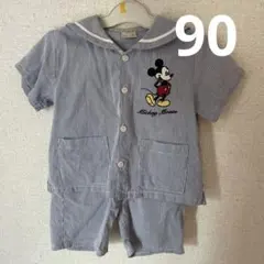 petit main ミッキーマウス 半袖シャツパンツセット 90 セットアップ