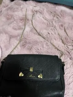 リボン付き黒ショルダーバッグ❣️お値下げ❣️
