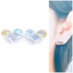 グレイ10mmハートピアス/イヤリング